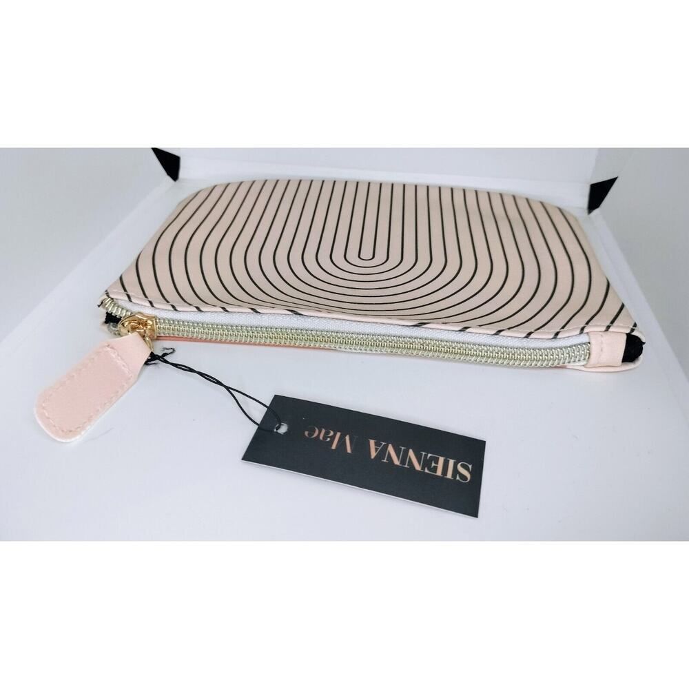 Sienna Mae Makeup Bag Urban Deco Oversized Pouch Vegan Leather Brown Zipper Case